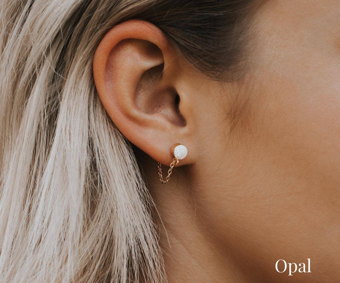 A Worthy Brand - Wholesale Dangle Earrings - Gemstone Stud Chain Earrings - Opal2