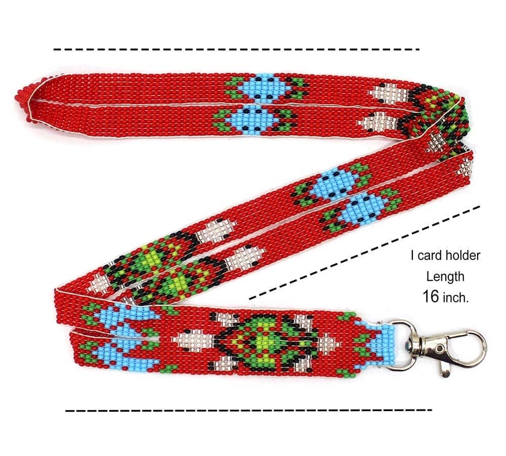 BEADS CORNER - Wholesale Lanyard - Unisex - Handmade Beaded Turtle Design Red Blue Lanyard1