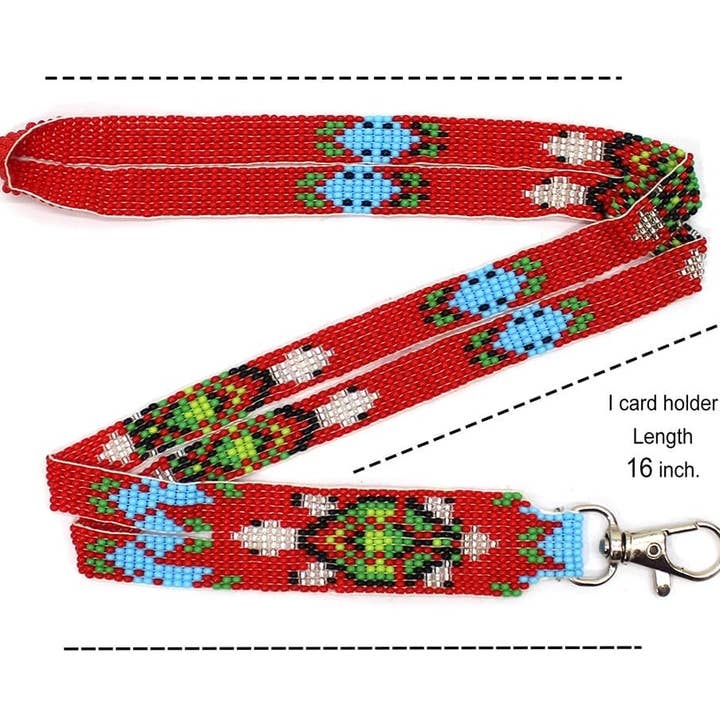 BEADS CORNER - Wholesale Lanyard - Unisex - Handmade Beaded Turtle Design Red Blue Lanyard1