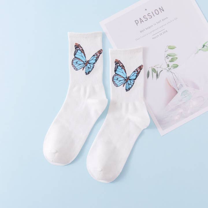 Funkyrel® Atzbranding Limited - Wholesale Socks - Women's - Rufia - Butterfly Print Colorful Socks