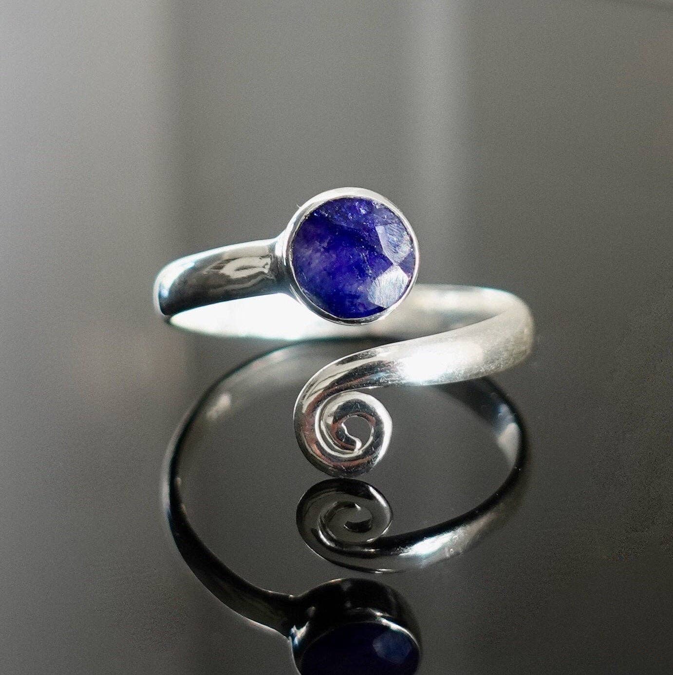 Mistry Gems - Wholesale Single Stone/Solitaire Ring - Unisex Adjustable Wrap Sapphire Ring | 925 Sterling Silver2