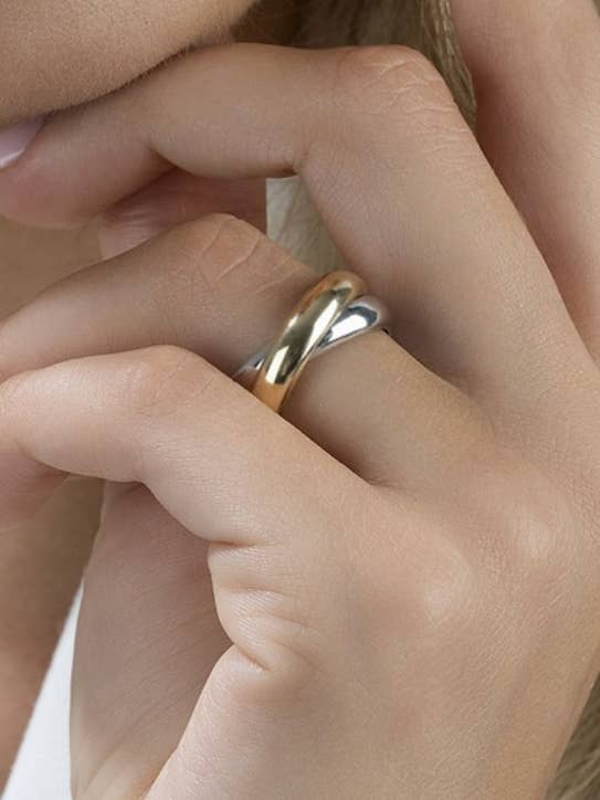 Two tone Intertwined steel Band Rings-18K PVD for wholesale by HoopLa