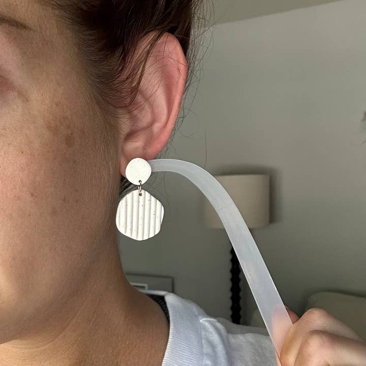 Mellow Dove Designs - Wholesale Dangle Earrings - Black/Ivory Ribbed Clay Earrings | Boho | Neutral1