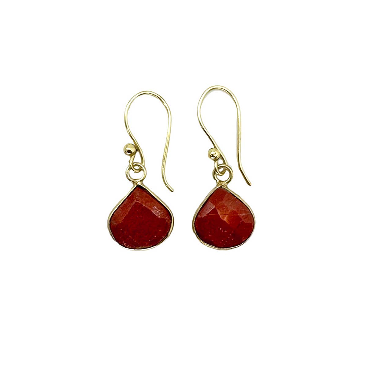 Anju Jewelry - Wholesale Dangle Earrings - Gold Plated Earrings with Semi-Precious Stone - Red Jasper