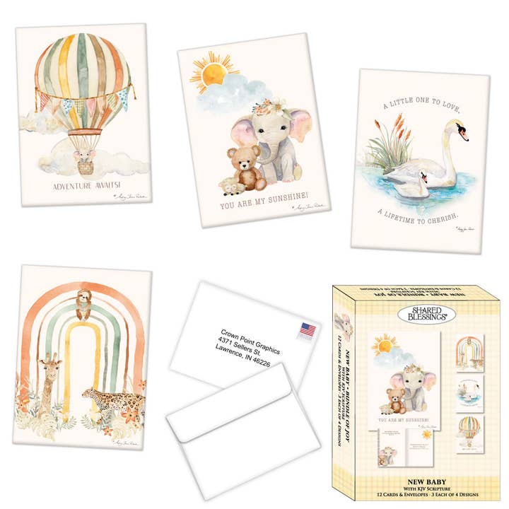 Bundle of Joy - Box of 12 Assorted New Baby Cards for wholesale by Crown Point Graphics