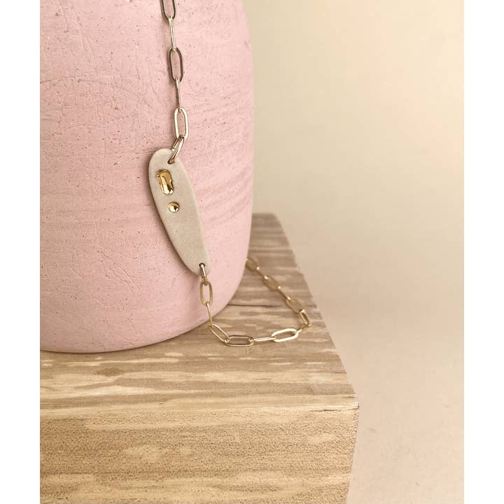 Barrow PDX - Wholesale Pendant/Charm Necklace - Lascaux Necklace - Ceramic Abstract Necklace, Goldfill Chain3