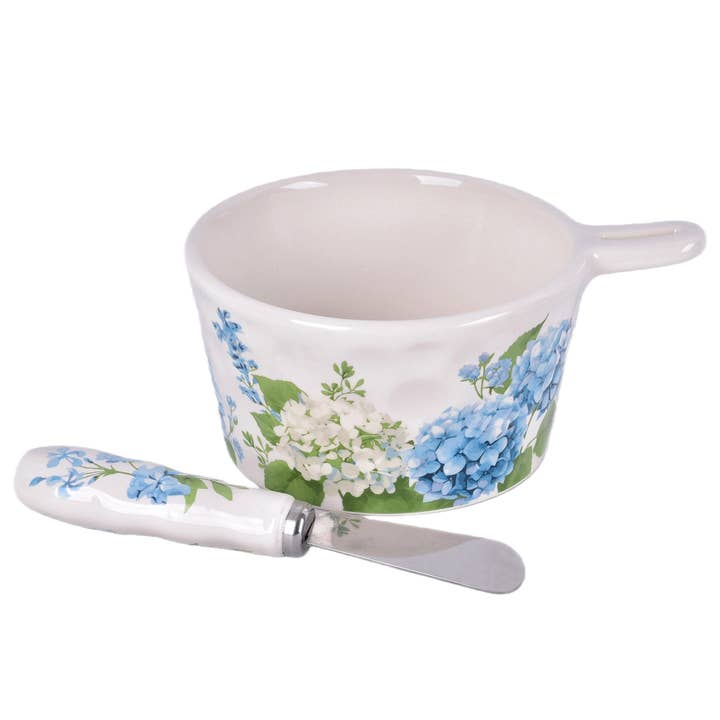 Hydrangea 10 oz Dip Bowl with Spreader for wholesale by Temp-tations
