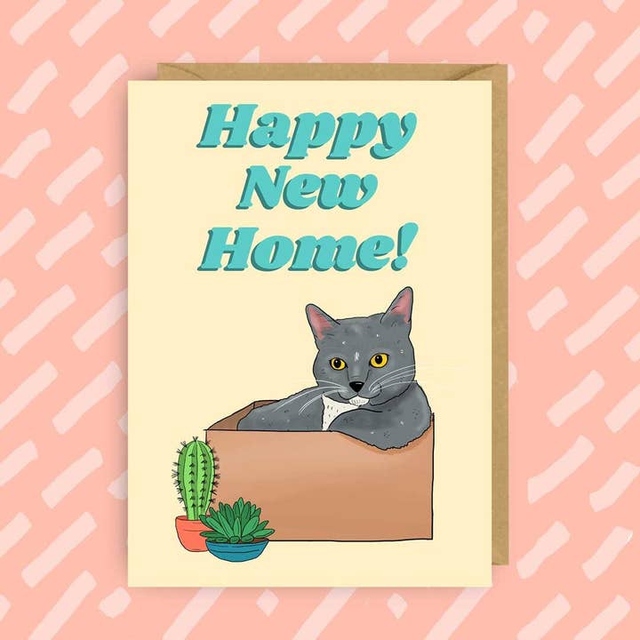 Happy New Home Greeting Card by Cat | New House | Pet for wholesale by The Queer Store