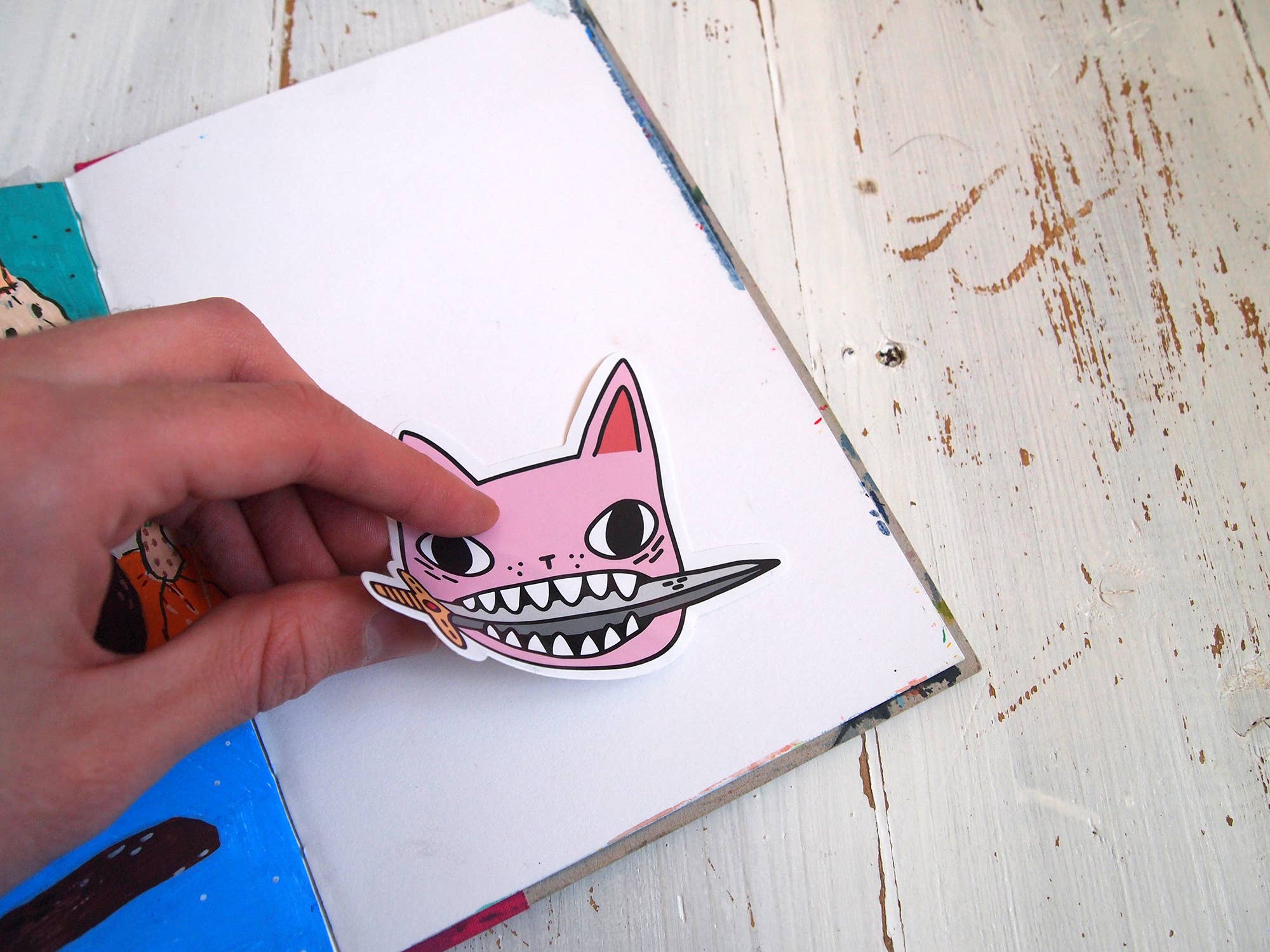 I LIKE CATS - Wholesale Sticker - Pink cat illustrated vinyl sticker3