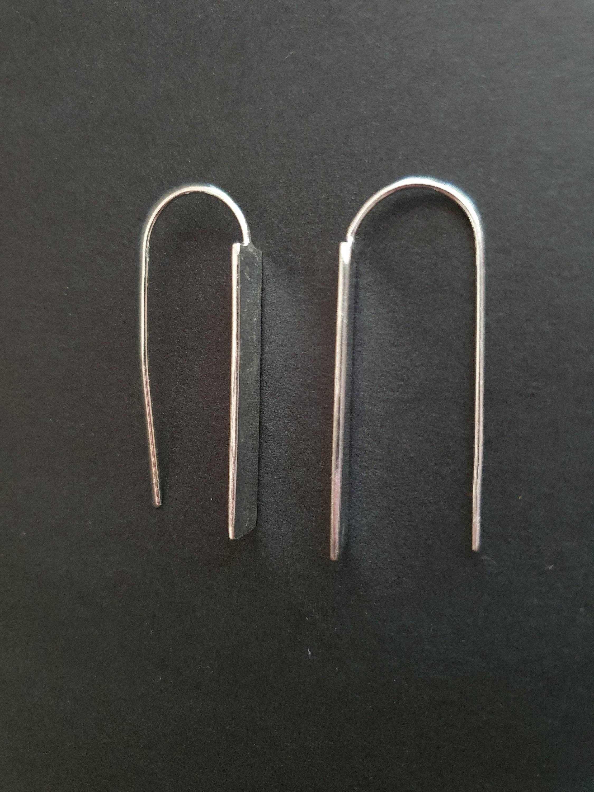 Kaali Boutique – wholesale Dangle earrings – Minimalist Geometric Bar Silver Pendant Drop Earrings / Chic Ethnic Boho Classic Bohemian Chic  Gypsy Spiral Hippie Festival Tribal style4