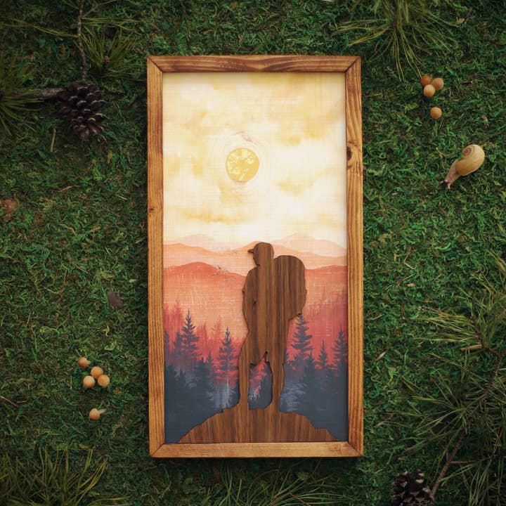 "Hiker" Mixed Media Wall Art for wholesale by Havyn: Outdoorsy Art Made for Everyone