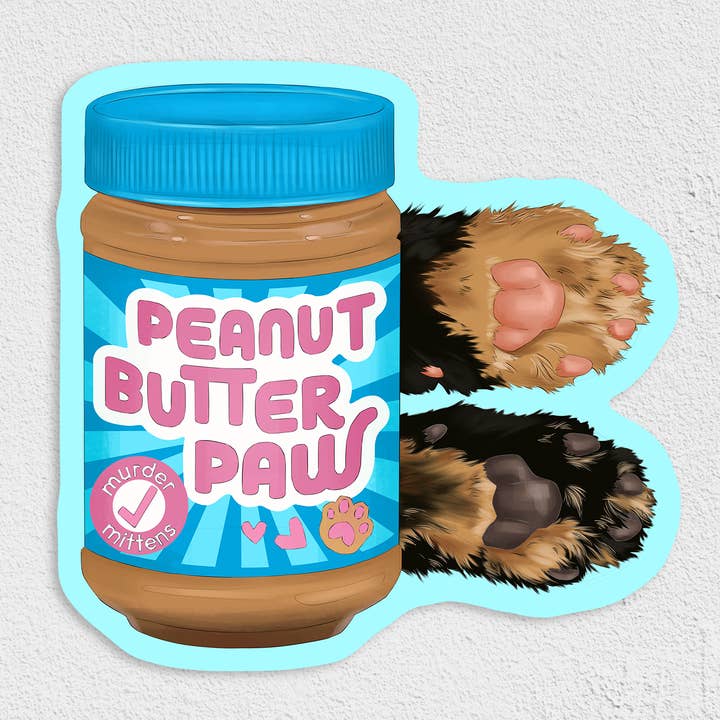 Peanut Butter Paw Waterproof Sticker for wholesale by Cat Loaf Studio
