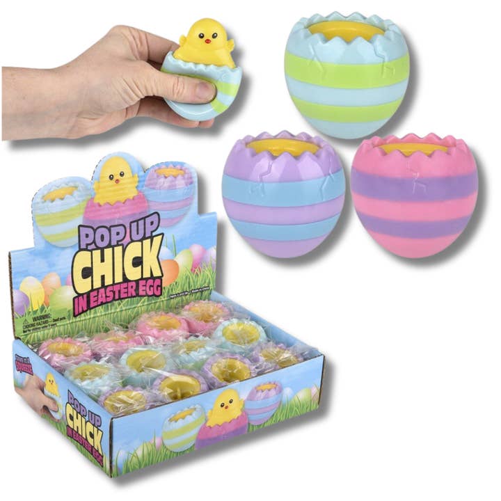 Easter Hatching Chick Squeezy Pop Up Kids Toy- Assorted for wholesale by JSBlueRidge Toys
