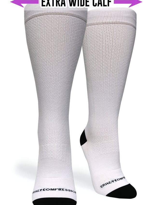 White OTC T21 (EXTRA WIDE CALF) for wholesale by Crazy Compression