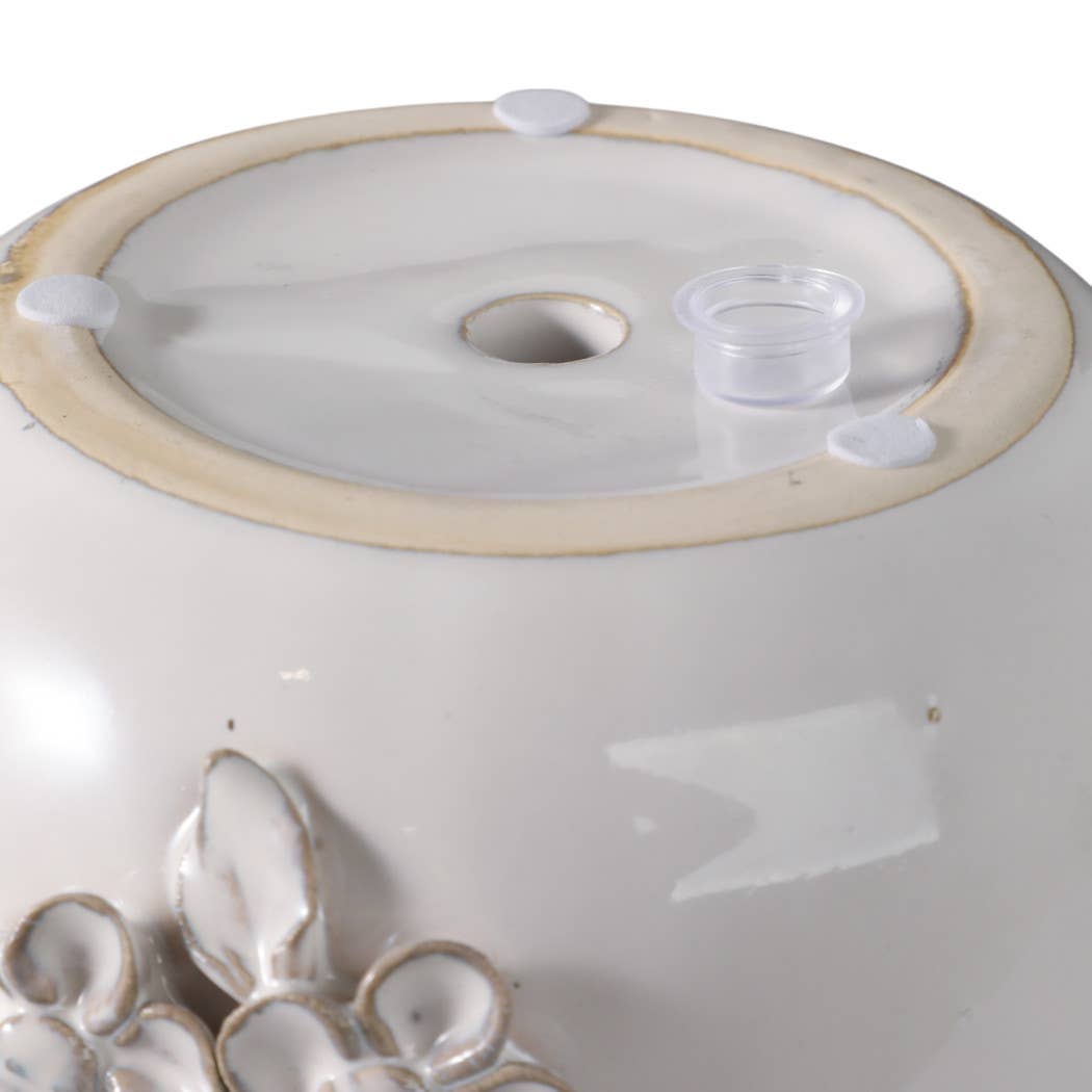 Sagebrook Home - Wholesale Plant Pot - Ceramic Flower Bunches Applique Planter - Ivory, 6 in.9