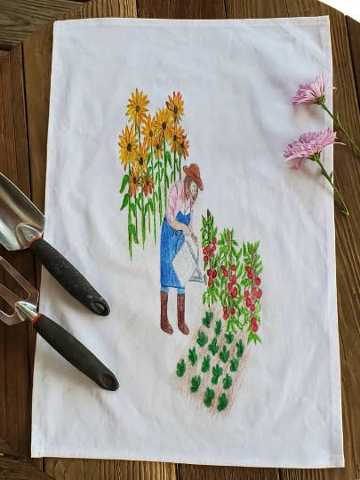 Gardener Tea Towel for wholesale by Maple Moon Designs
