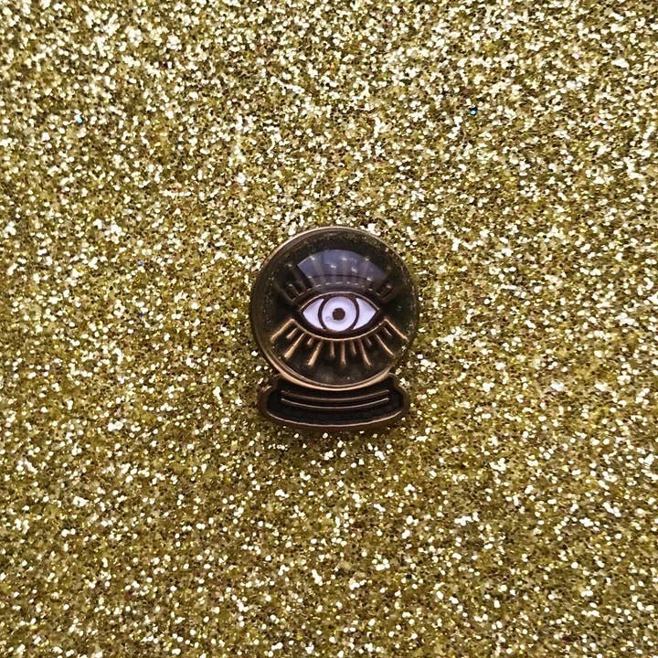 Memento Mori Goods - Wholesale Lapel Pin/Button - Crystal Ball Pin .62"- .38"1