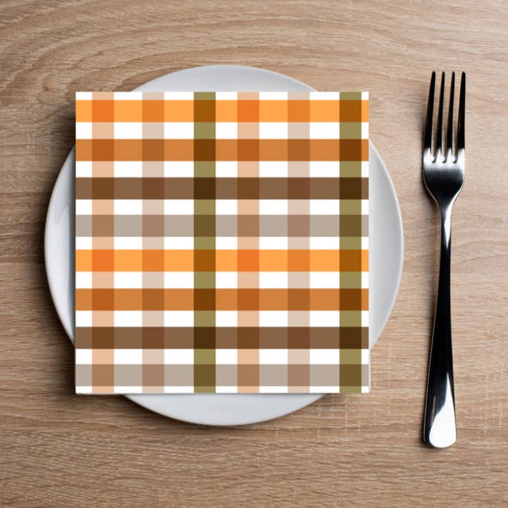 Serviette à cocktail en vichy d'automne pour la vente par Altoonastore