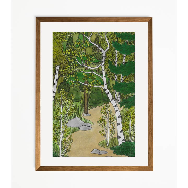 Birch Trail Art Print for wholesale by E R Kess Designs