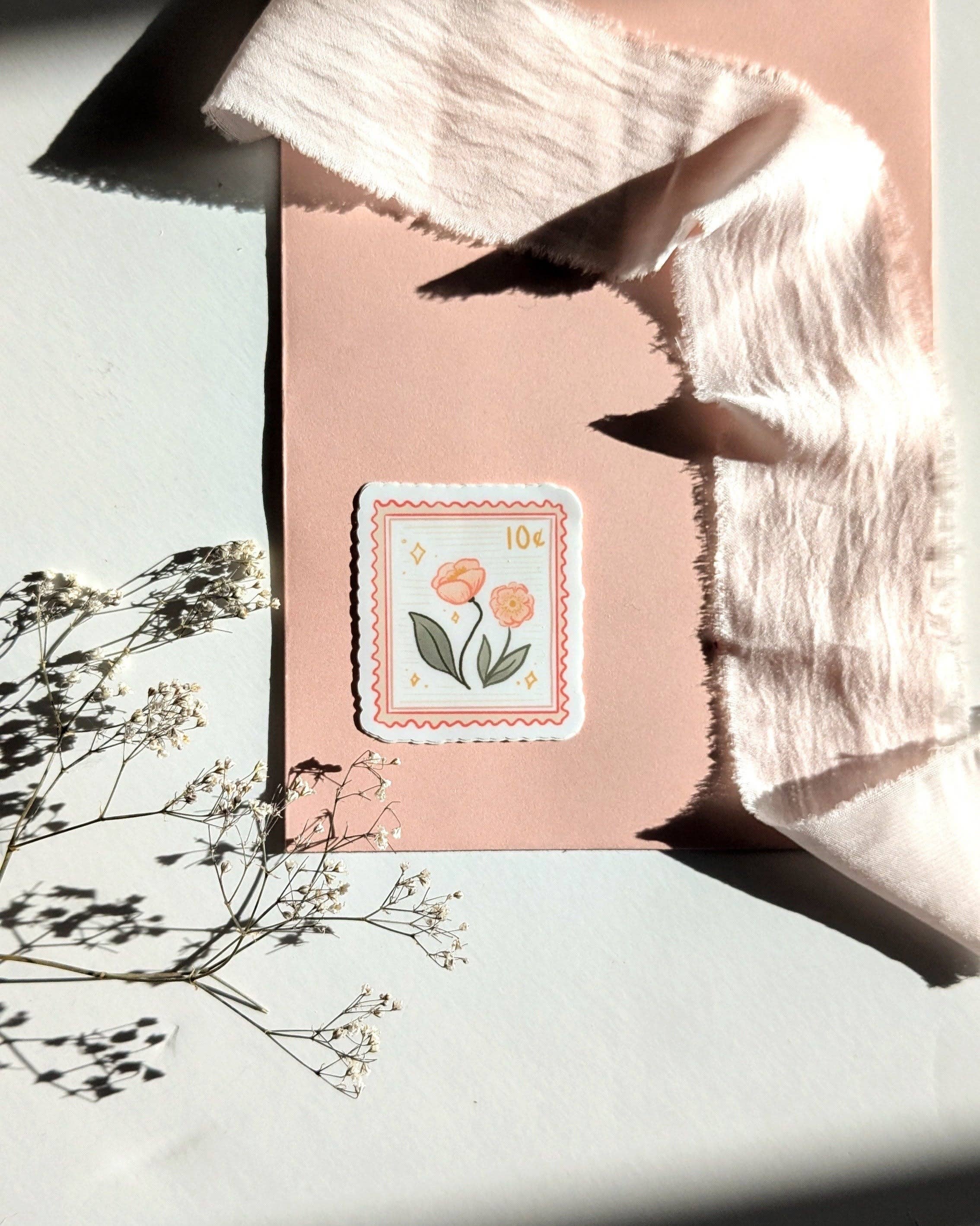 Elizabeth Kirsteatter - Wholesale Sticker - Floral Postage Stamp Vinyl Sticker