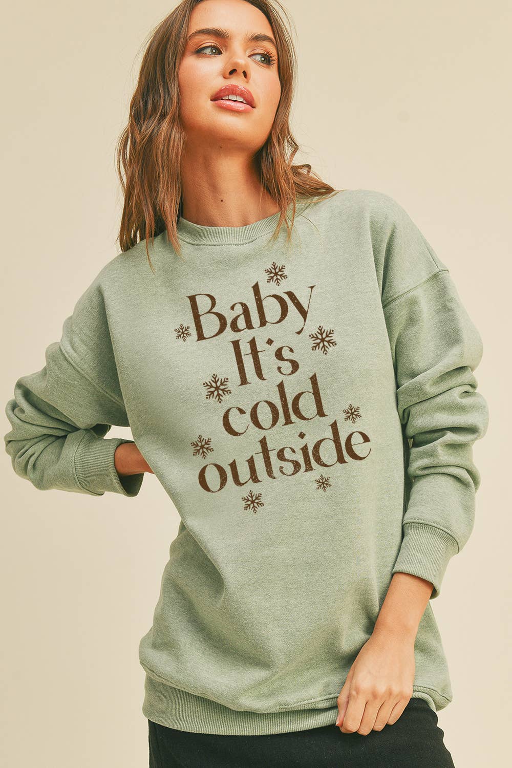 Honestee - Wholesale Sweatshirt - Women's - Baby It's Cold Outside Long Sleeve Sweatshirt4