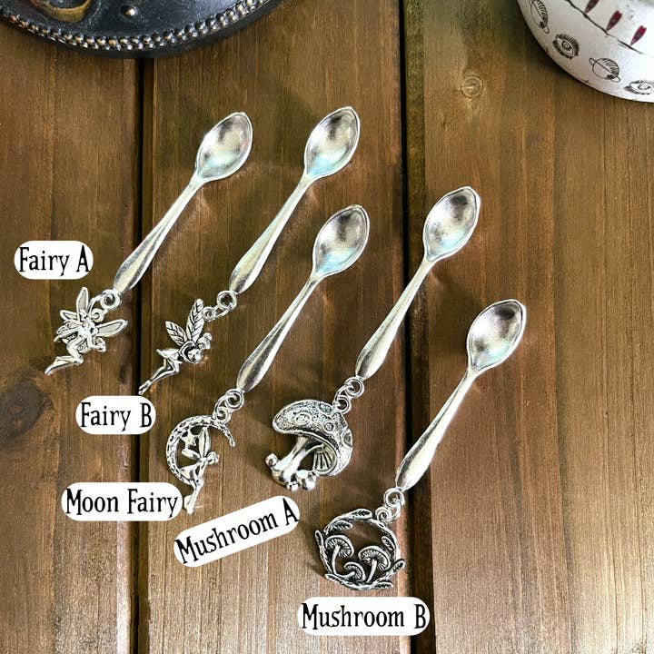 Moondust and Raven - Wholesale Kitchen Spoon - Witchy Charm Spoons, Witch Spoons, Herb Spoons