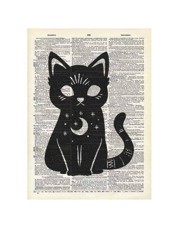 Gato, Magia, Celeste, Impressão de Dicionário Vintage por atacado de Crazilyhumbledesigns