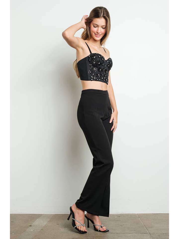 KIWI - Wholesale Bustier - Women's - IC2967 Floral motif embellished bustier crop top corset