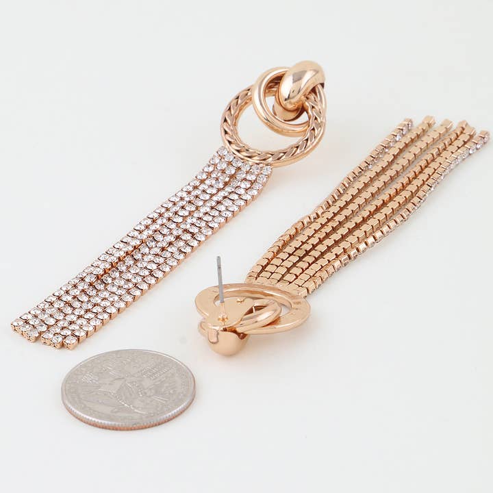 GCL Twisted Rhinestone Curtain Drop Earrings for wholesale on Faire