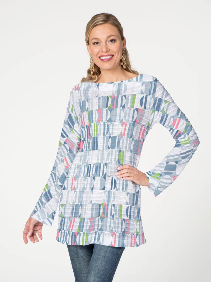 Around We Go Banded Boatneck Tunic for wholesale by Whimsy Rose