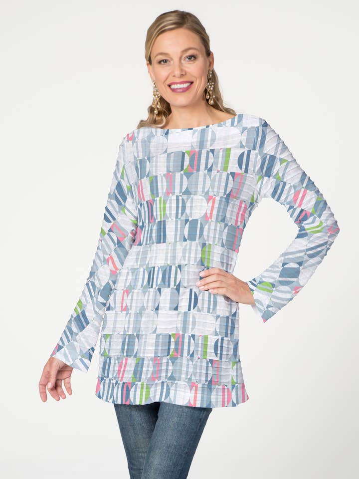 Around We Go Banded Boatneck Tunic for wholesale by Whimsy Rose