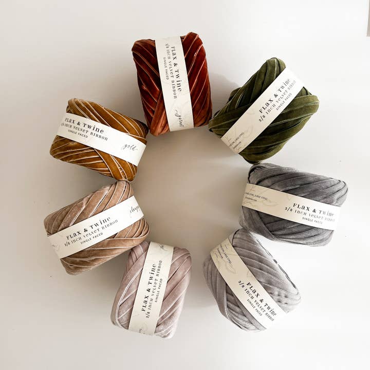 Flax & Twine - Wholesale Ribbon - Gift Wrapping - Flax & Twine 3/8" Velvet Ribbon