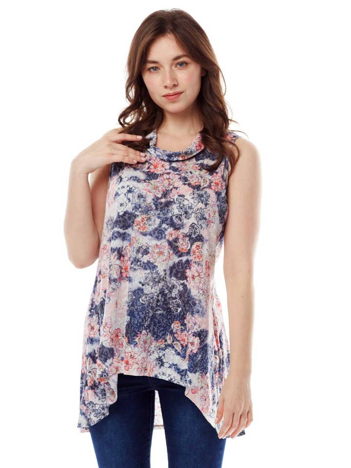 Tianello "Estee" Cotton Knit Burnout Briata Cowl Tunic for wholesale by Tianello