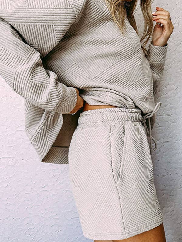 VividLux - Vente Ensemble de vêtements d'intérieur – femme - Ensemble deux pièces de sweat-shirt ample à manches longues et col rond de couleur unie9