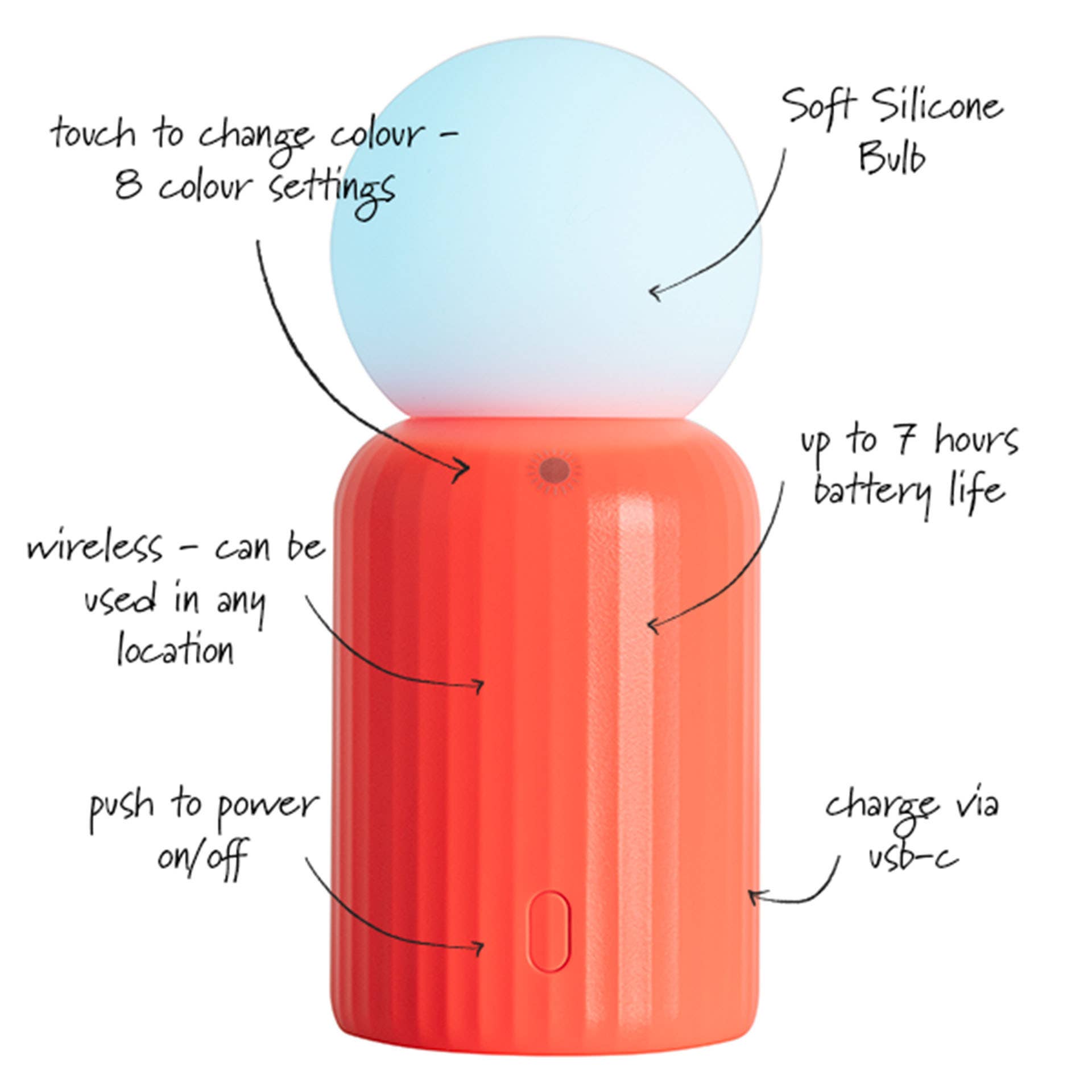 Lund Design House – wholesale Accent-/skrivbordslampa – Mini trådlös lampa med 8 färgskiftningar3