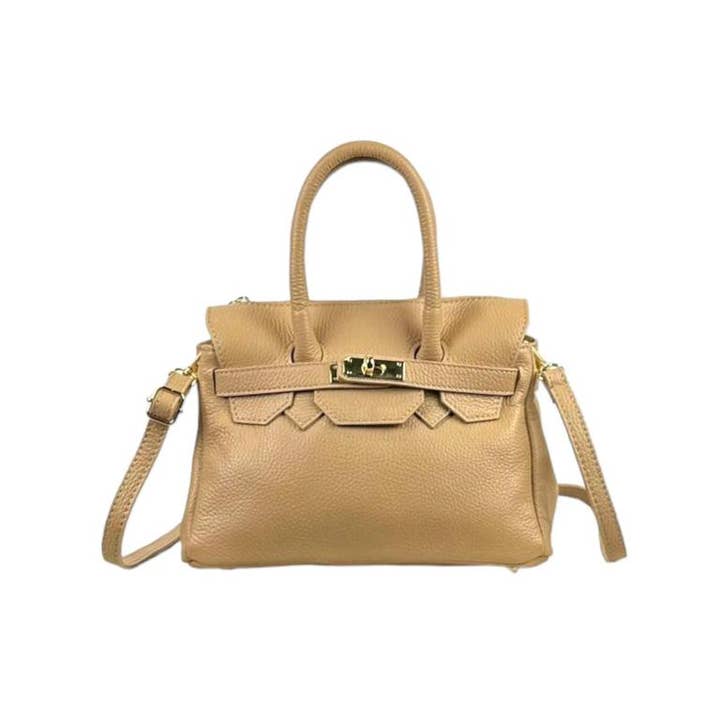 Chenson & Gorett - Wholesale Top Handle Bag - Women's - Women's Italian Leather Handbag with Decorative Front