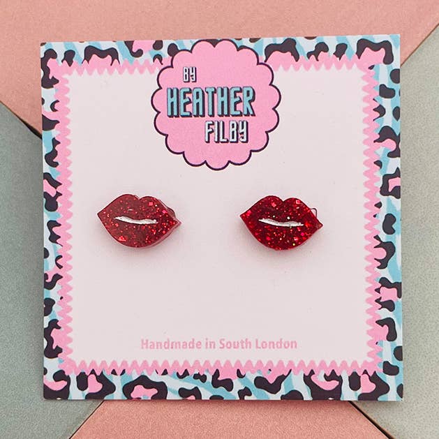 Red Lips Stud Earrings for wholesale by By Heather Filby