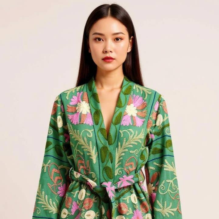 GREEN SUZANI KIMONO ROBE  and other Purchase Wholesale un di robe vecchie. Free Returns & Net 60 Terms on Faire trending on Faire.