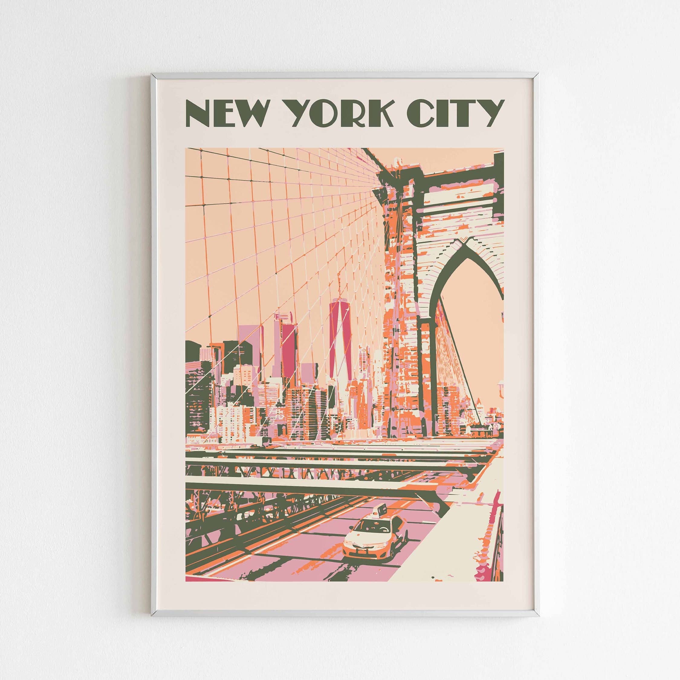 Newpencilbox Art - Wholesale Art Print - New York City Poster Vintage Retro Brooklyn Bridge Art Print5