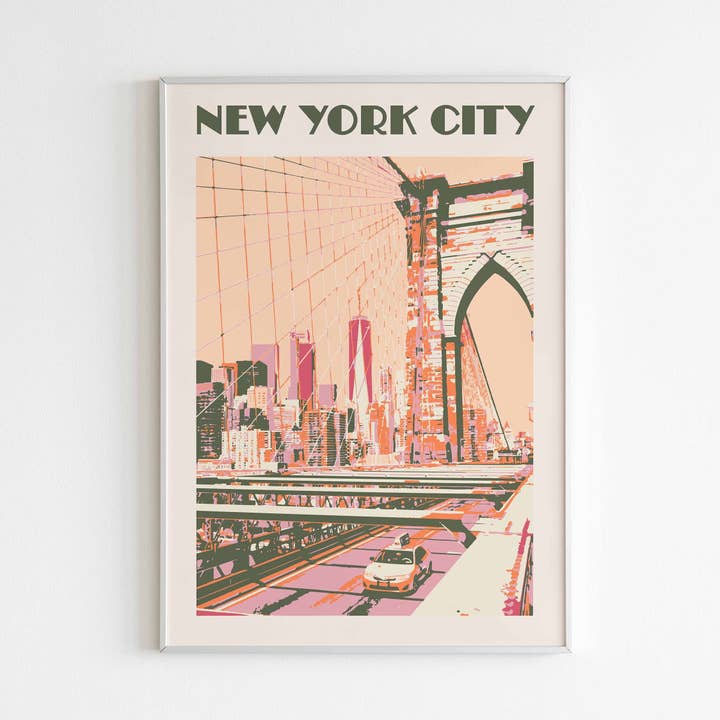 Newpencilbox Art - Wholesale Art Print - New York City Poster Vintage Retro Brooklyn Bridge Art Print5
