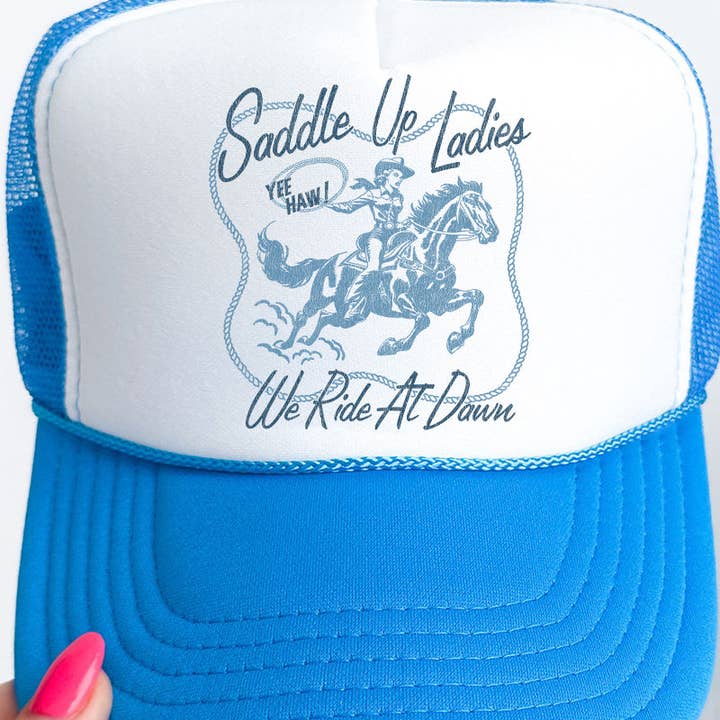 Wholesale Accessory Market - Wholesale Trucker Hat - Women's - Saddle Up Ladies Otto Neon Blue with White Foam Front Trucker Hat0