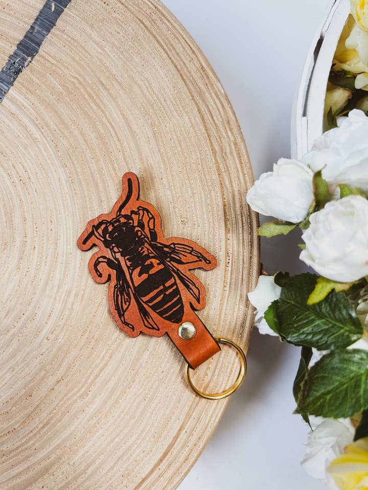 Bee Keychain for wholesale by Left Grain