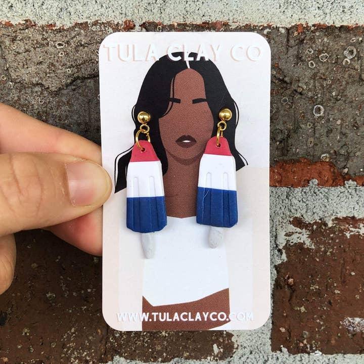Firecracker Bomb Popsicle Earrings | Fourth of July for wholesale by TuLa Clay Co