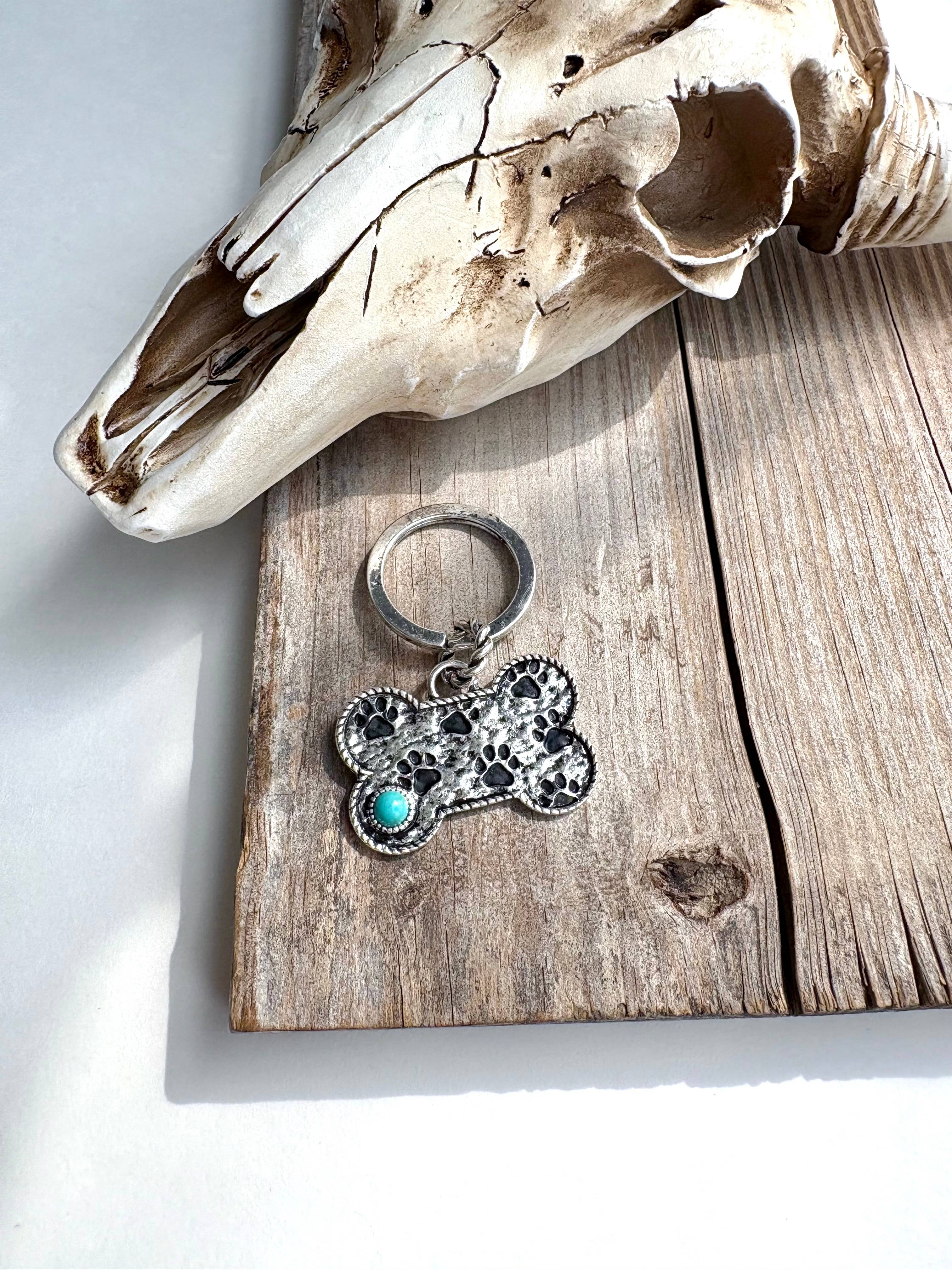 Boho Ranch Shop - Wholesale Keychain - Women's - Paw Printed Dog Bone Metal Pendant Keychain 0