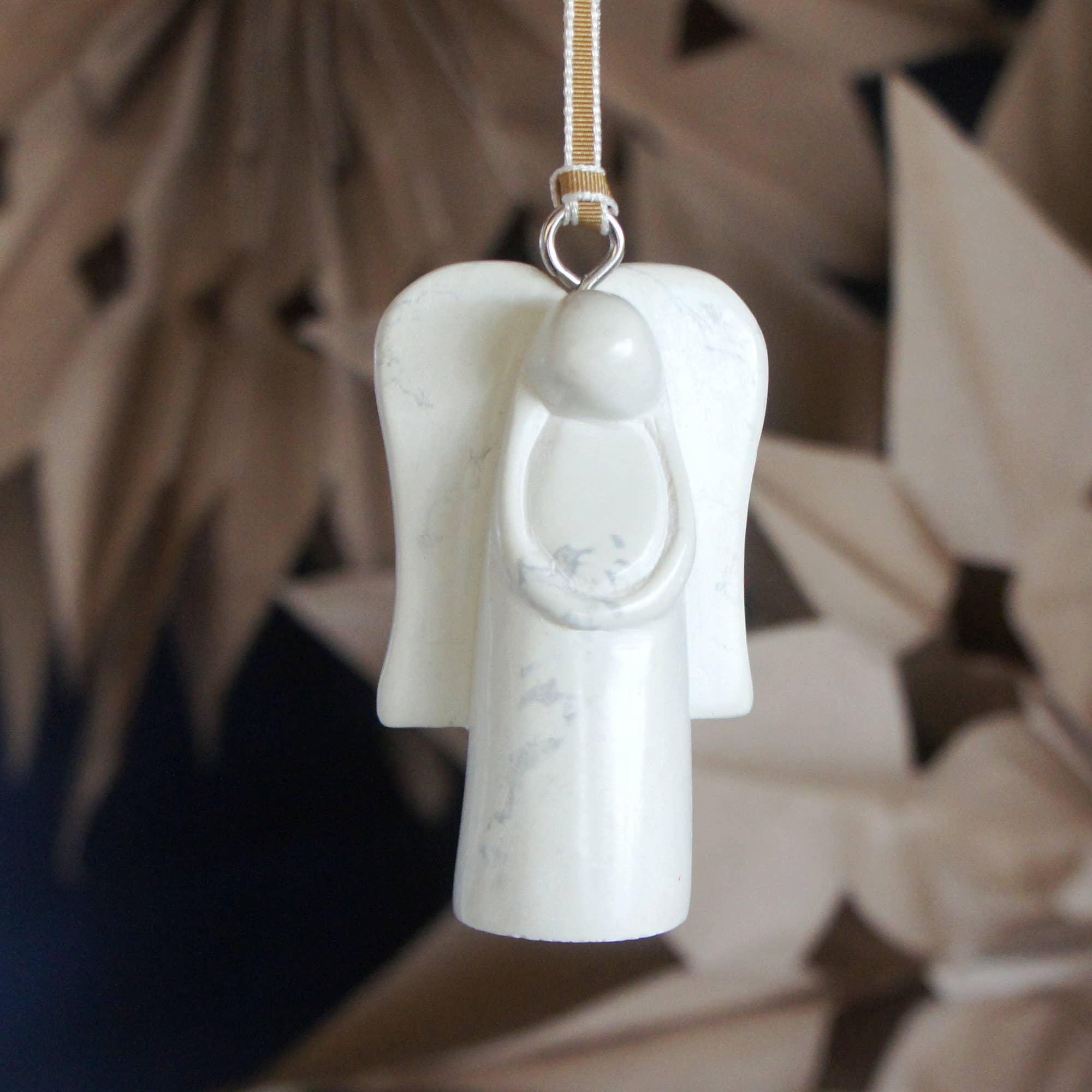Venture Imports LLC – wholesale Ornament – Stone Angel Ornament - Natural Stone2