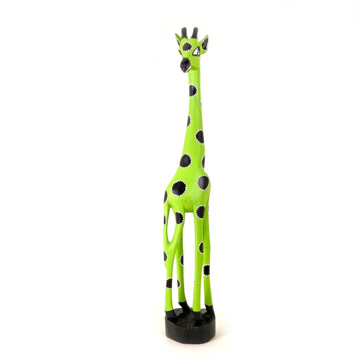 Mbare Home + Gift - Wholesale Decorative Figurine - 24" Painted Lime Green Wood Giraffe