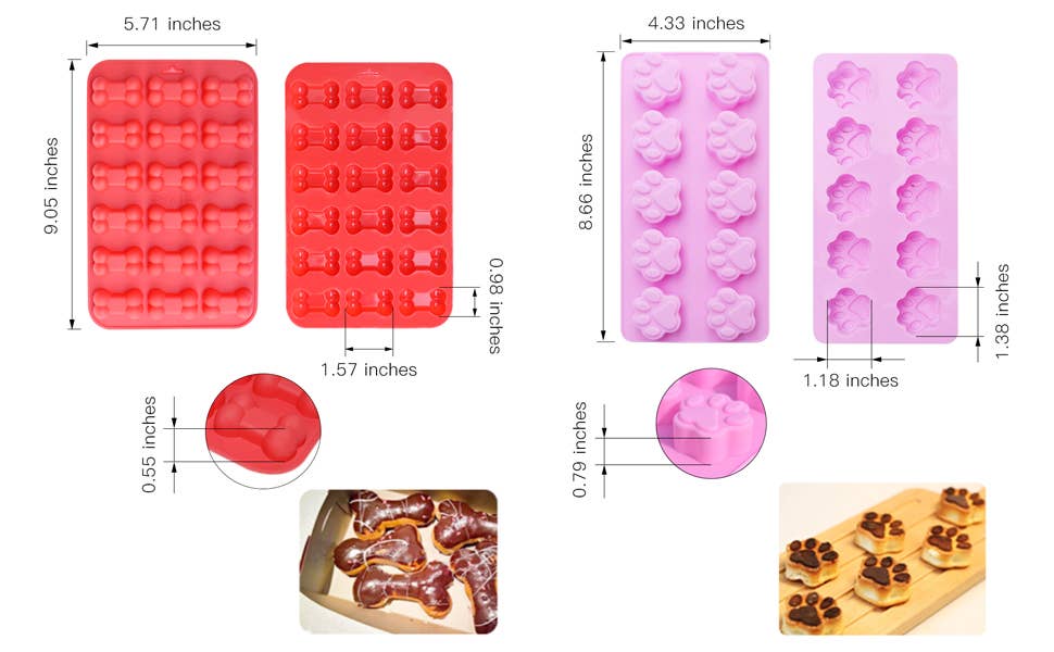 Healthy Hound - Wholesale Chocolate/Candy Mold - Dog Paw and Bone Silicone Ice Mold Trays, Reusable Cold/Hot 4