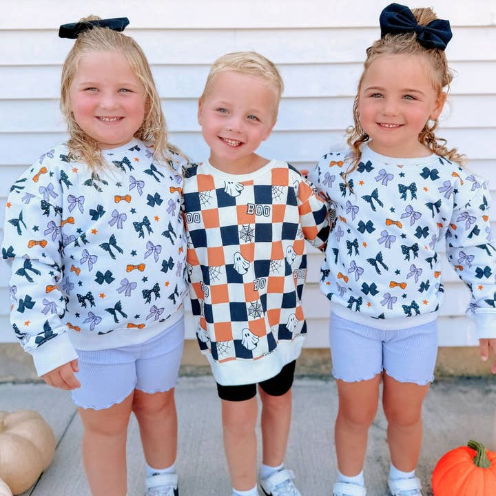 Sweet Wink - Wholesale Sweatshirt - Kids - Boo Checkered Halloween Sweatshirt - Natural - Boys Clothing6