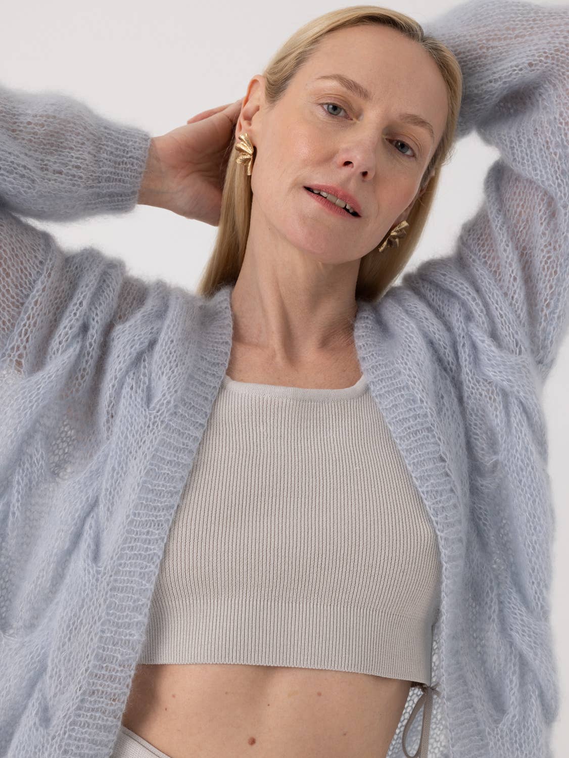 Twisted Erik: Mohair & Silk Cardigan in Dew / HANDMADE for wholesale on Faire3