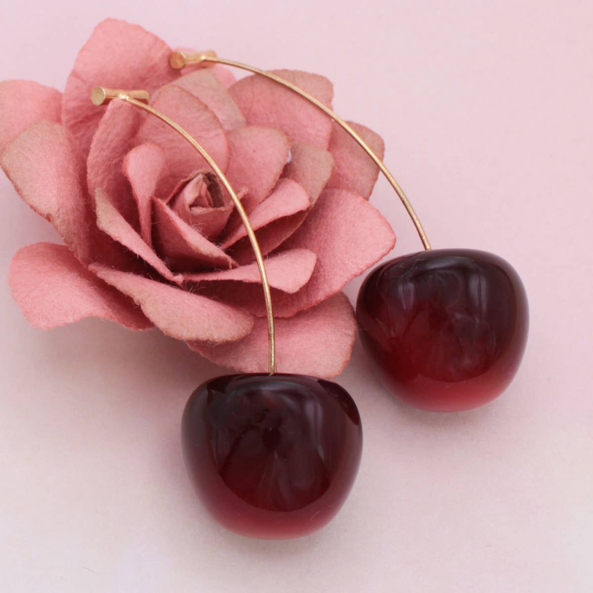 ZAD - Wholesale Dangle Earrings - Cherry, Cherry Nice! Deep Red Cherry Drop Earrings2